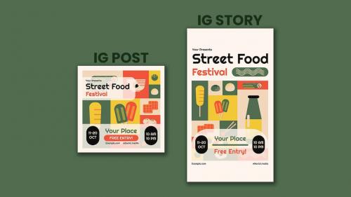 Geometric Street Food Flyer Set | 001