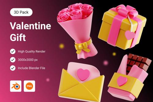 Valentine's Gift 3D Illustration