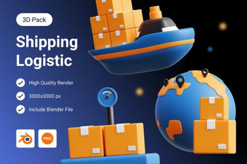 Shipping Logistic 3D Illustration