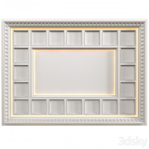 Art Deco coffered illuminated ceiling.Modern coffered illuminated ceiling