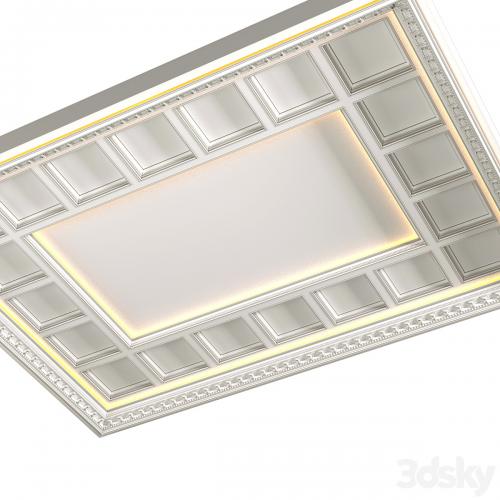 Art Deco coffered illuminated ceiling.Modern coffered illuminated ceiling