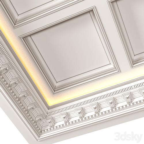 Art Deco coffered illuminated ceiling.Modern coffered illuminated ceiling