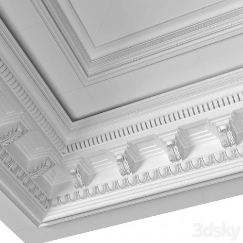 Art Deco coffered illuminated ceiling.Modern coffered illuminated ceiling