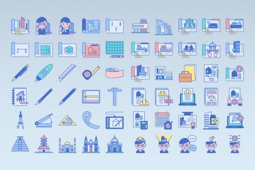 60 Architecture Icons - Indigo Series