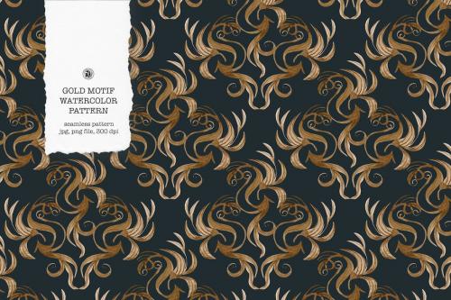 Watercolor Gold Motif Wallpaper