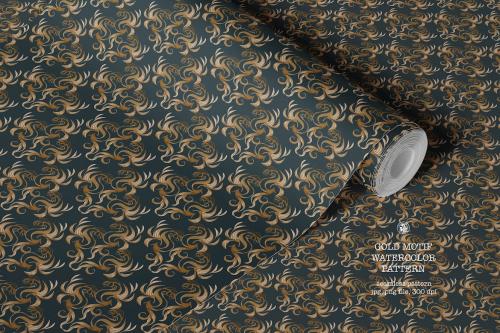 Watercolor Gold Motif Wallpaper