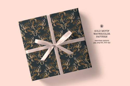 Watercolor Gold Motif Wallpaper