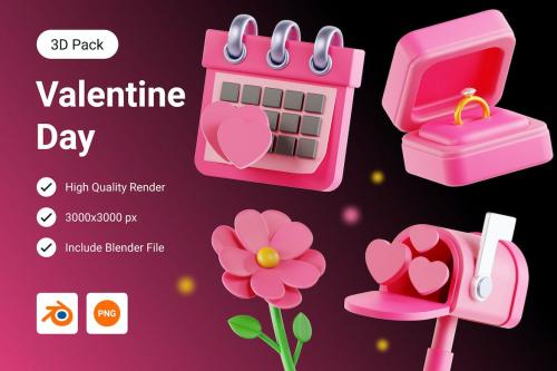 Happy Valentine's Day 3D Illustration