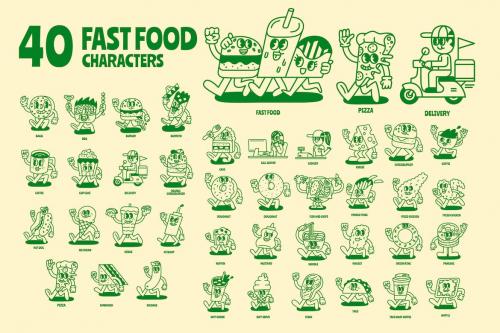 40 Fast Food Characters Design