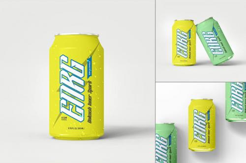 Glossy Aluminium Beverage Can Mockup Set