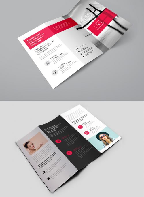 Corporate Business Trifold Brochure Layout with Red Accents - 354420142