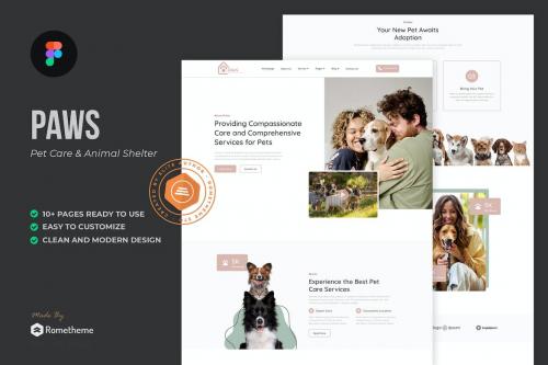 Paws - Pet Care and Animal Shelter Figma Template