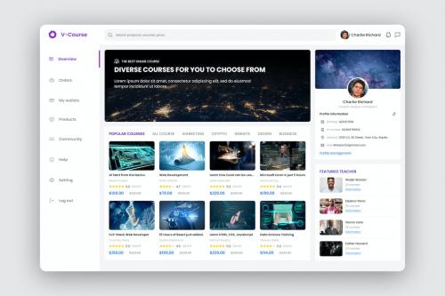 V-Course_Online Course Dashboard UI Kit