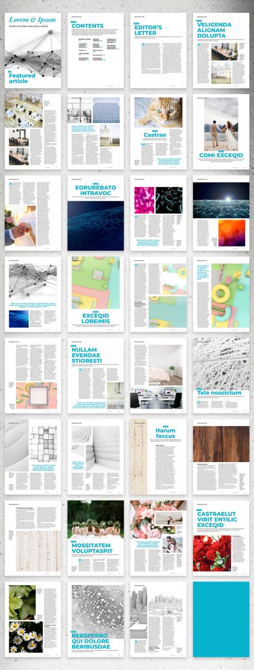 Innovative Digital Magazine Layout with Turquoise Accents - 354666662