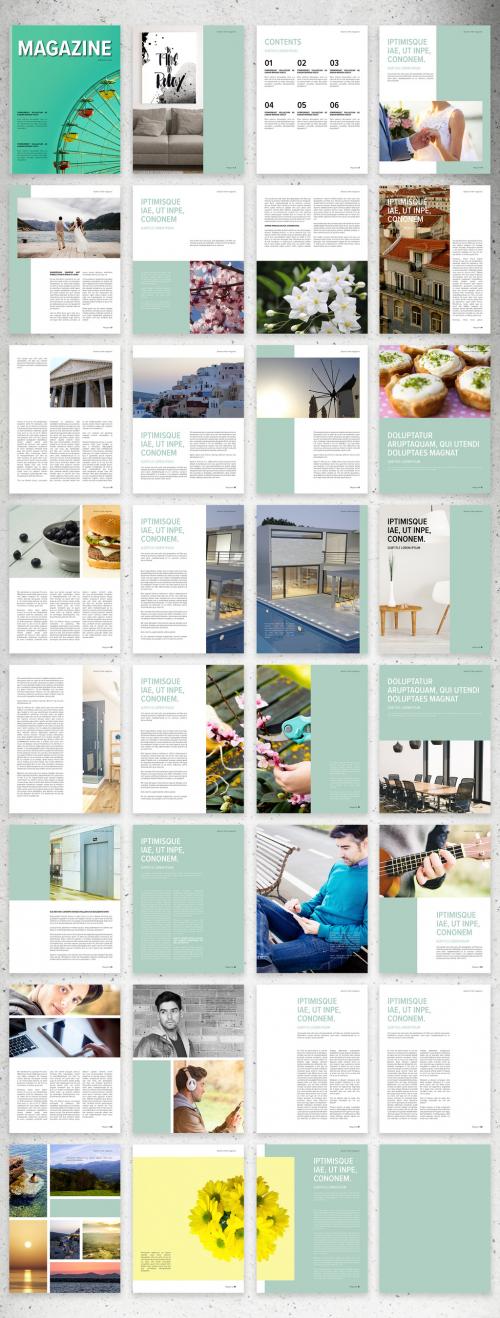 Fresh Digital Magazine Layout with Mint Accents - 354666955