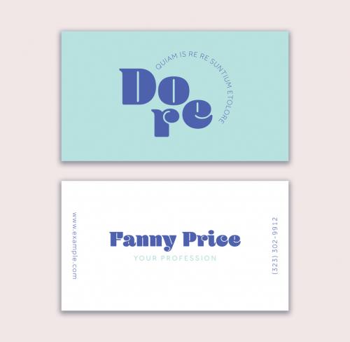 Mint and Blue Business Card Layout - 354708717