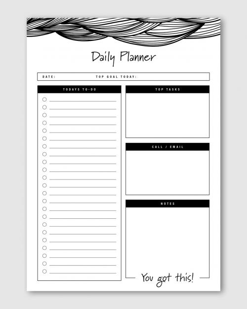Black and White Planner Layout - 354710922