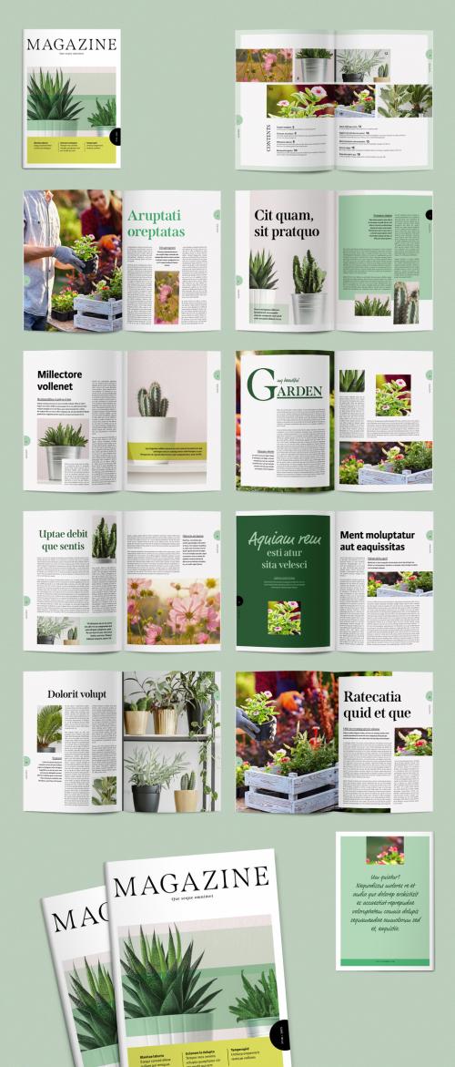 Magazine Layout with Green Accents - 354946673