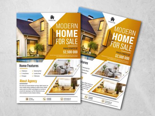 Real Estate Flyer Layout with Orange Accents - 354961194