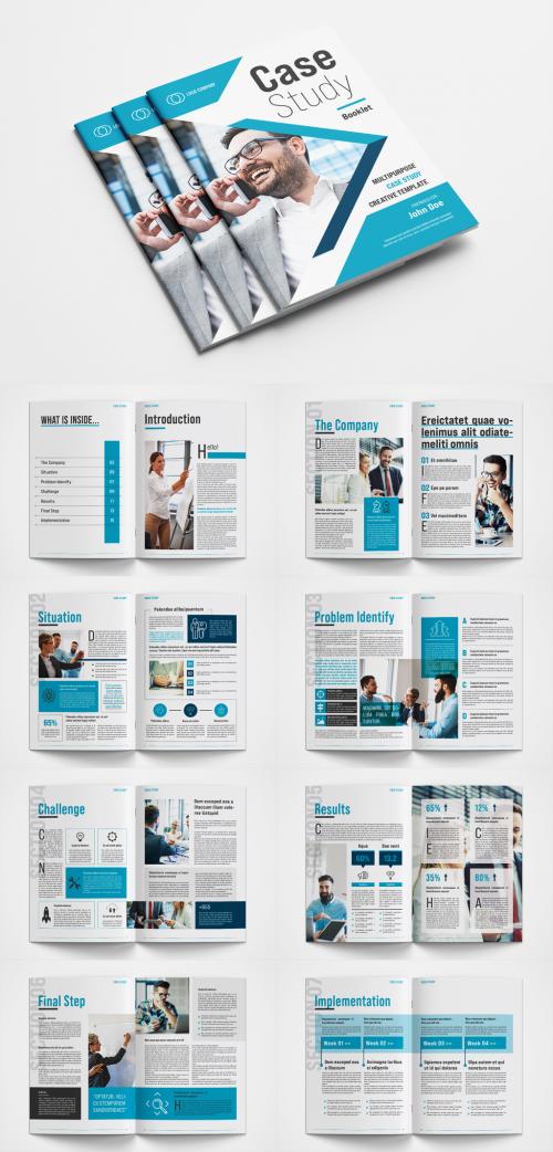 Case Study Layout with Blue Accents - 354961871