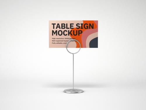 Realistic Table Sign with Metallic Holder Mockup - 355003900