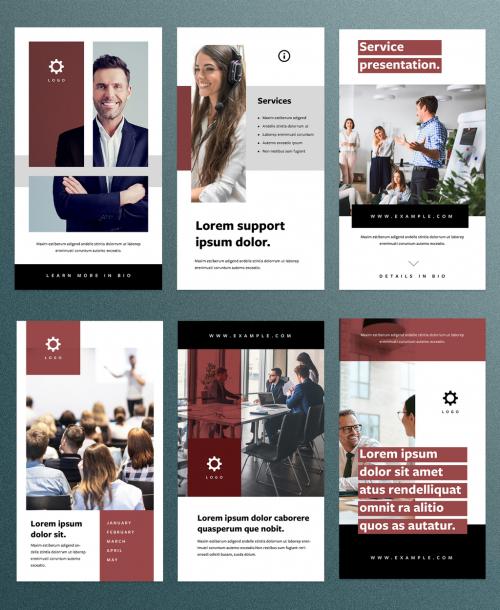 Business Social Media Story Layouts with Red Accents - 355498921