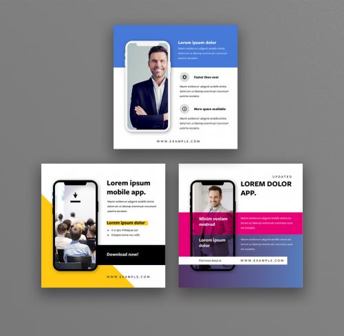 Social Media Layout Posts with Smartphone Mockups - 355498969