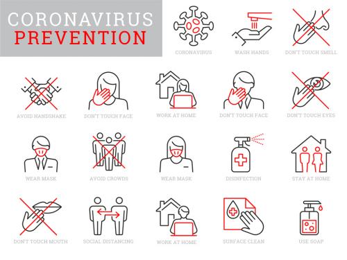 Coronavirus Prevention Icon Set - 356211967