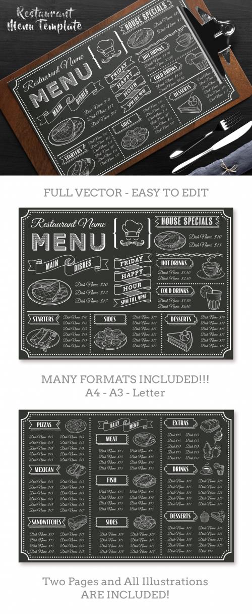 Restaurant Chalkboard Menu Layout - 356211968