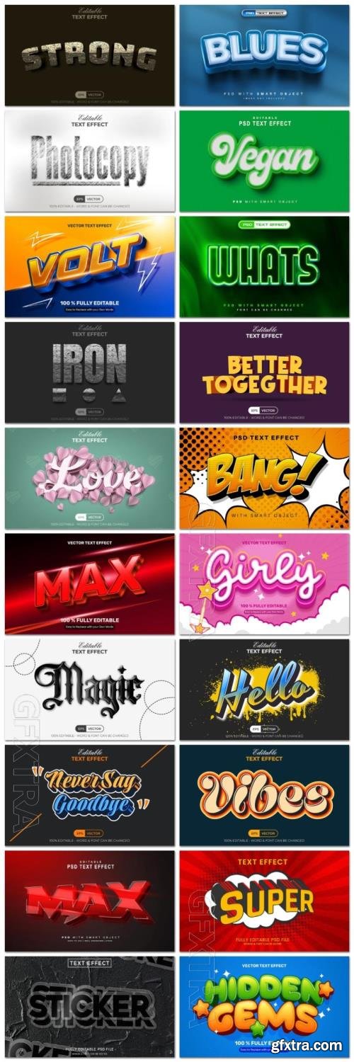 20 Vector text effect, adobe illustrator graphic style vol 2