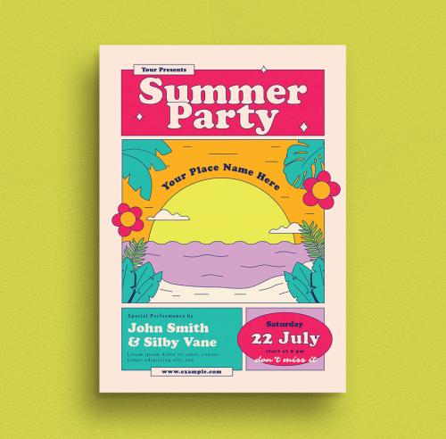 Summer Party Flyer Layout - 356241478