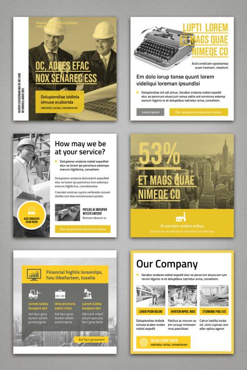 Social Media Post Layouts with Yellow and Gray Elements - 356470045