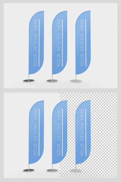 3 Advertising Flags Mockup with Editable Background - 356504204