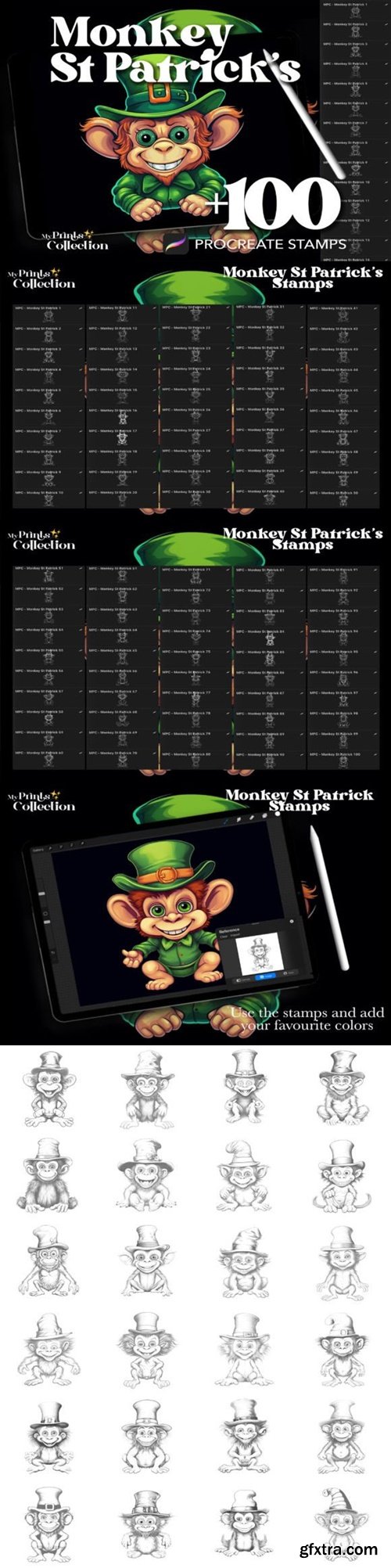 100+ Procreate Monkey St Patrick Stamps 88526166