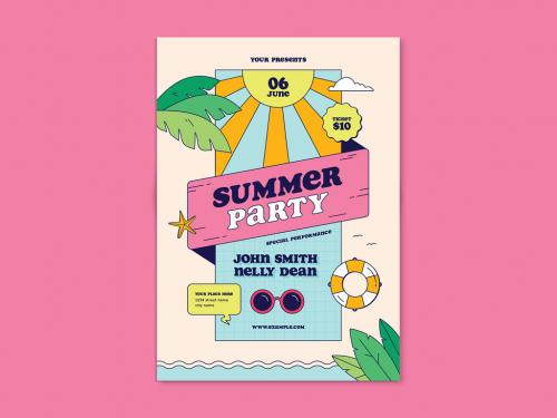 Summer Party Flyer Layout - 356522769