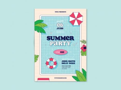 Summer Party Flyer Layout - 356522778