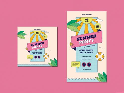 Summer Party Social Media Layouts - 356522787