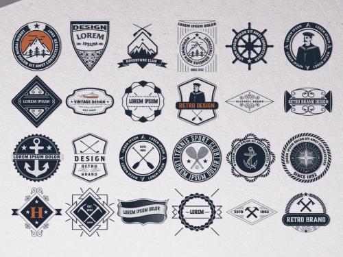 Set of 24 Vintage Logos and Badges  - 356722234