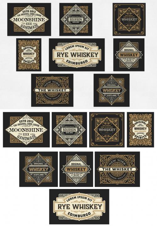 Set of 8 Vintage Liquors Labels  - 356722306