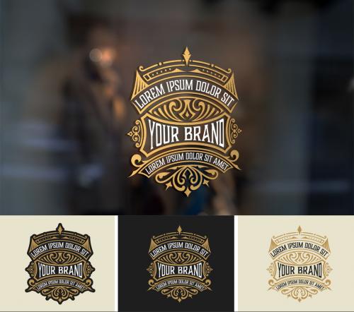 Vintage Logo with Floral Elements - 356722308