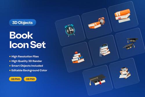 Book 3d Icon Set