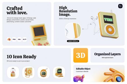 3D Icon Trend Retro Device Illustration