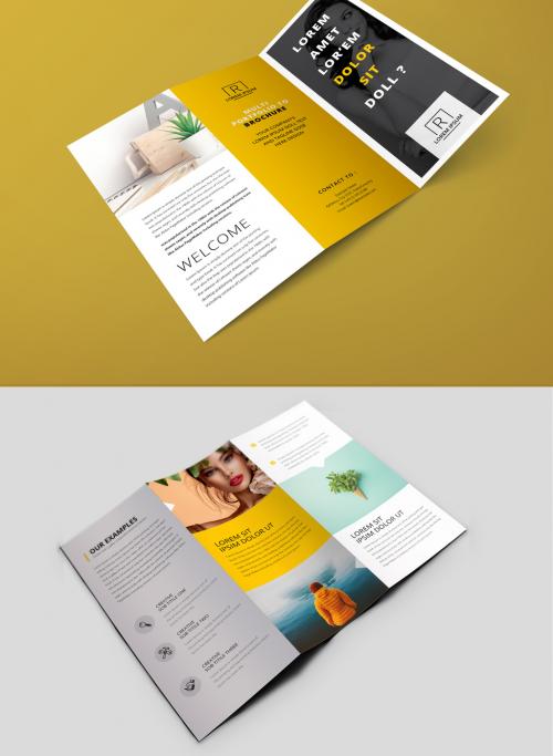 Minimal Trifold Brochure with Yellow Accents - 357224338