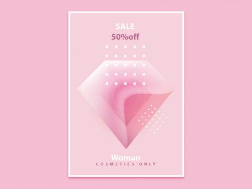 Contemporary Poster Layout with Pink Abstract Polygonal Design - 357257664