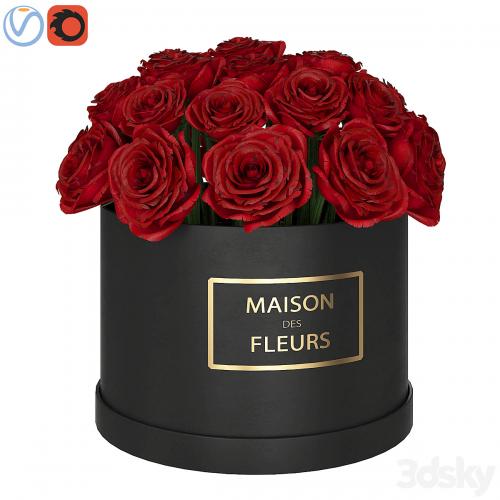 Red roses in box