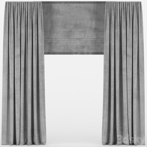 Velvet curtains with roman