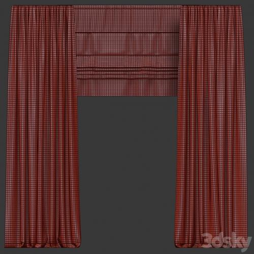 Velvet curtains with roman