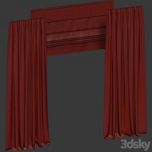 Velvet curtains with roman