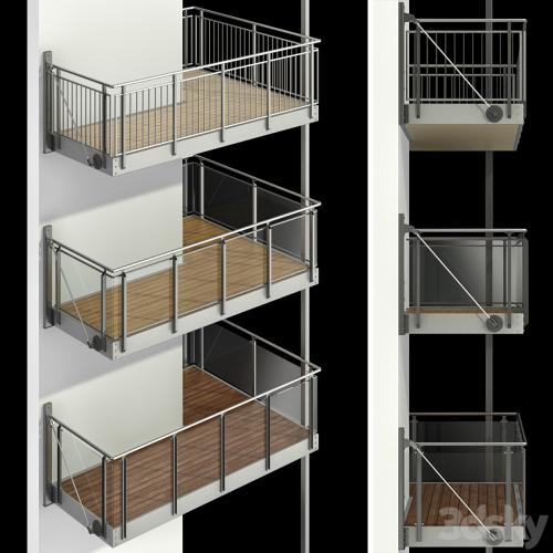 Metal balcony (3 types of cantilever balconies)