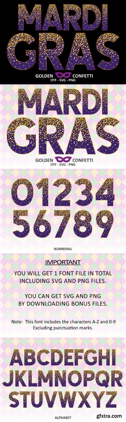 Mardi Gras Golden Confetti Font